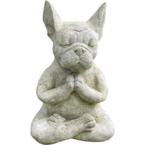 Meditation Bulldog Statue Resin Dog Sculpture Animal Yoga Statue for Office Home Decor