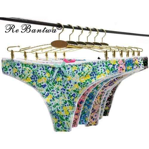 Women Sexy G-strings Thongs Underwear Cotton Panties Cute Flower Floral Print Ladies Lingerie for Women T words pant 10pcs/lot