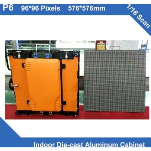 TEEHO 6pcs/lot P6 indoor full color led display diecasting cabinet panel 576mm*576mm slim rental 1/16 scan panel sign led screen