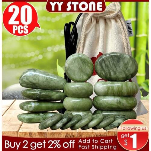 Tontin 20pcs/set Jade glaze hot stone massage Set massager back massageador Health Care stones for massage basalt lava stone