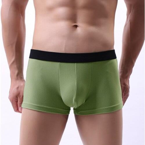 Summer Man Sexy Breathable Soft Middle Waist Boxers U Pouch Bag Solid Elasticity Quick Dry Tight Fashion Yong Male Underwear