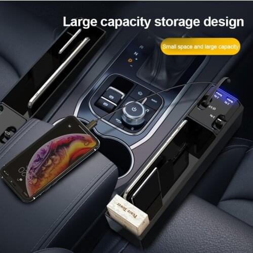 Universal Car Seat Gap Storage Box Dual USB Charger With Cable Seat Gap Pocket Catcher Card Phone Holder Organizer Accessories