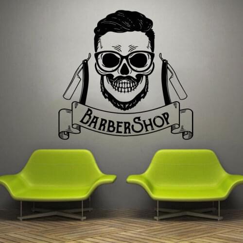 Man Beard Barbershop Wall Decal Haircut Shop Window Vinyl Sticker Beauty Salon Face Hair Salon Hairstyle Decal Waterproof BA21