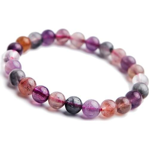 Genuine Natural Colorful Auralite 23 Bracelets For Women Female 7mm 8mm Stretch Crystal Round Beads Bracelet