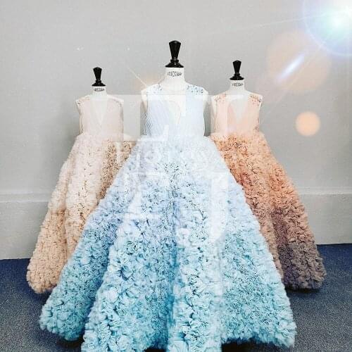 Luxury Puffy Peals Sheer Neck Form Dresses for Women 2021 Ruffled Tiered Prom Gown Sleeveless Vestidos Robe Femme Sweet 15 Dress