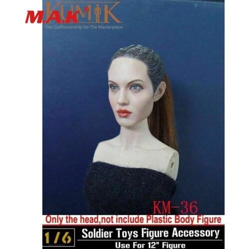 1/6 KUMIK KM36 Angelina Jolie CG CY Girl Head Carving Fit 12'' Action Figure