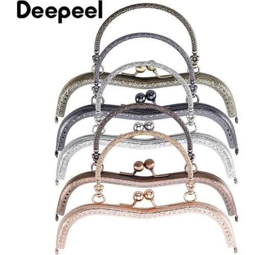 Deepeel 1pc 19cm M-shaped Embossed Metal Handle Purse Frame Clasp for The Bag Wallet Sewing Brackets Bag Hardware Accessories