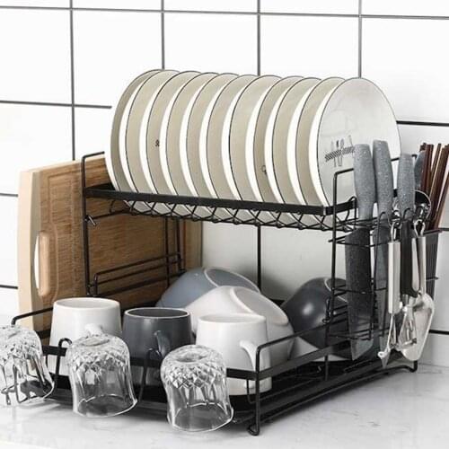 1 Pc Dish Drying Rack Double Layers Storage Rack Multipurpose Dish Rack Two-Tier Storage Rack For Kitchenware Sorting