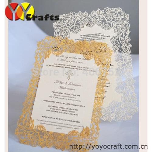 10 sets Rose design delicate paper laser cutting invitation card wedding menu card