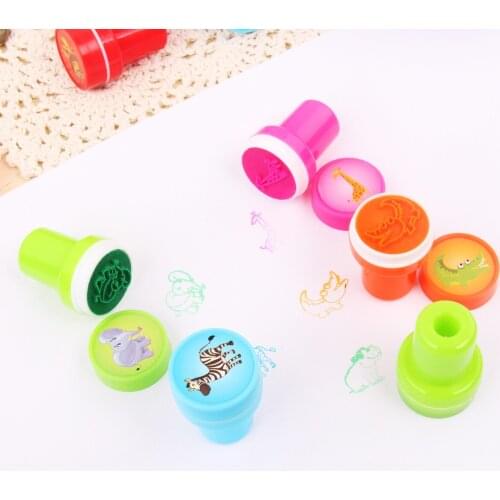 10 Pcs Cute Animals Stamps Self-ink Washable Stampers Set for Children Party Favor School Prizes Birthday Gift Kids Toys