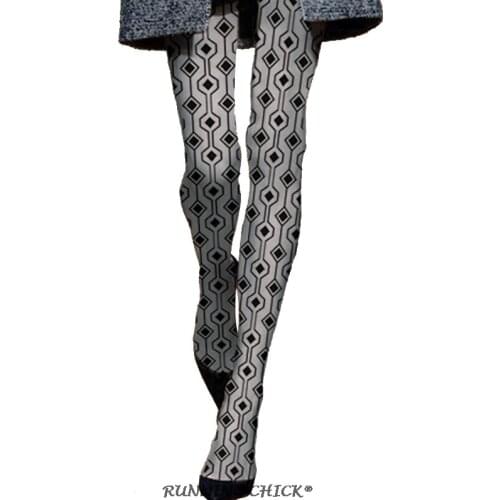 140D Autumn And Winter Thick Velvet Geometric Printing Pantyhose