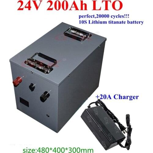 20000 cycles LTO 24v 200Ah 160Ah Lithium titanate battery with BMS 10s for 2000W forklift RV solar system +20A charger