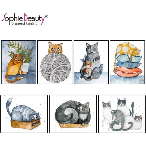 2018 Real Top Fashion Resin For Square Diy Diamond Painting Cross Stitch Mosaic Embroidery Bedroom Beautiful Lovely Cats Point