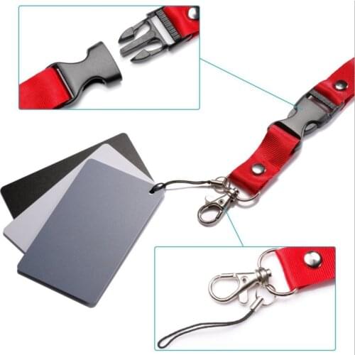 3 in 1 White Black Grey Balance Cards 18 Degree Gray Card S Size with Neck Strap Photography Accessories for Digital Cameras