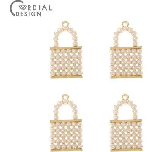 Cordial Design 50Pcs 16*29MM Earrings Accessories/Imitation Pearl/Lock Shape/DIY Making/Pendants/Jewelry Findings & Components