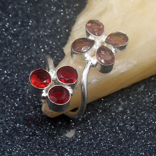 Glowing Hot Sale Garnet Amethystt Silver Color Jewelry Band Ring For Women Size 7.5 HD594