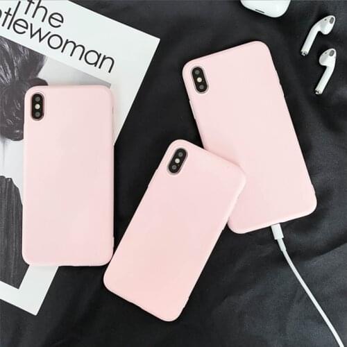 Light Pink Matte Phone Case For iphone XS Max XR X 8 7 6S 6 Plus SE 2020 11 12 pro max Silicone Solid Color Soft Back Cover