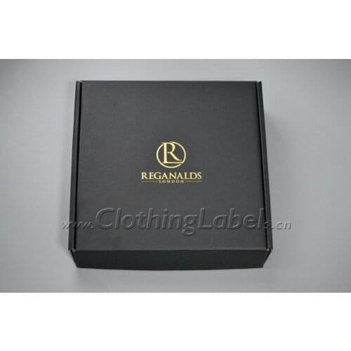 Clothing corrugated foldable box, black box with gold foil logo, contact me for cheap cost