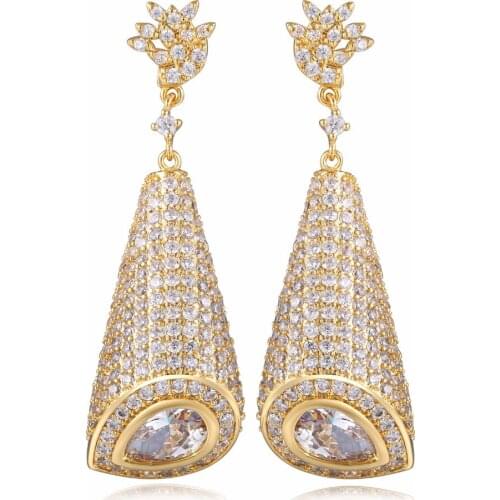GrayBirds New Deluxe AAA White Cubic Zirconia Brass Drop Earrings For Office Lady MLE016