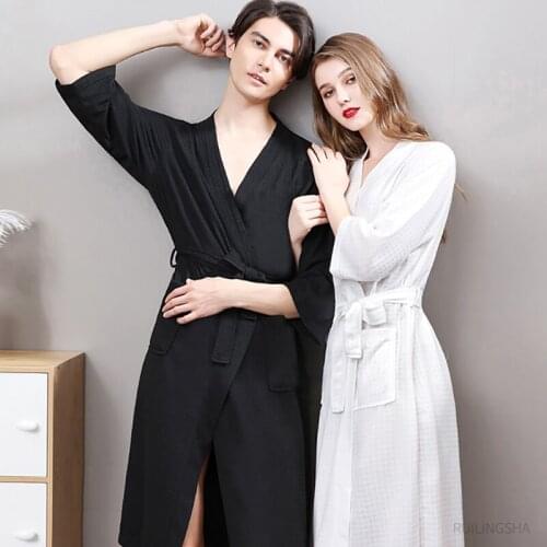 Lovers Towel Elegant Robe Men Women Kimono Waffle BathRobe Male Sleepwear Womens Dressing Gown Badjas Wedding Bridesmaid Robes