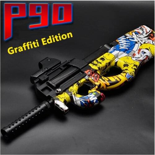 Electric P90 Graffiti Edition Toy Gun Live CS Assault Snipe Simulation Weapon Outdoor Soft Water Bullet Gun Toys For Boys Kids
