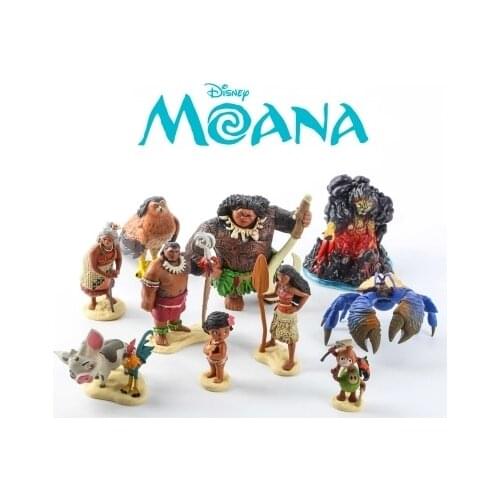 Disney Toys 10pcs/Set 6-10cm Moana Princess Maui Chief Tui Tala Heihei Tamatoa Dolls Pvc Action Figure Toys Brinquedos For Kid