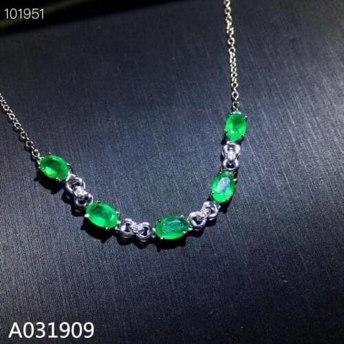 KJJEAXCMY boutique jewelry 925 sterling silver inlaid Natural emerald gemstone ladies bracelet support detection exquisite