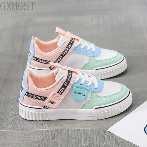 2021 New Low-Cut Color Matching Flat White Shoes Fashion Casual Sports Shoes Womens Shoes Sneakers Vulcanized Shoes 35-40