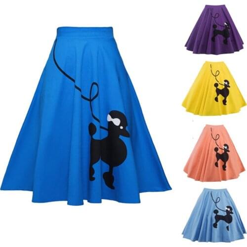 Summer Women Skirts High Waist Student Pleated Skirts Women Sexy Cute Sweet Girls Dance Poodle Print Zipper Mini Skirt