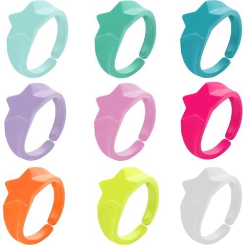 Hot sale Drop Oil Copper rings adjustable Star Ins Colorful Fashione Rings for Women exquisite jewelry female accessories gift