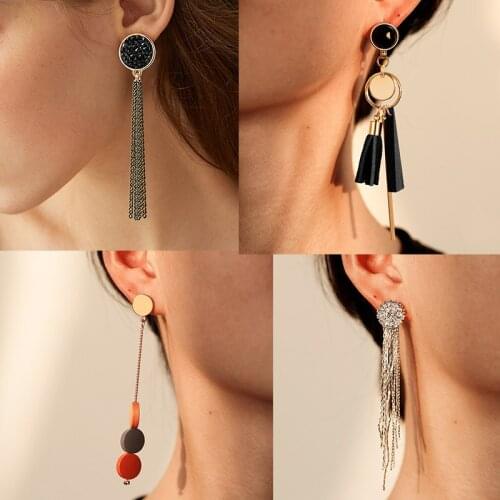 LOVR New Korean Bohemian Tassel Drop Earrings for Women Fashion Geometric Long Wedding Acrylic Earrings 2019 Jewelry gift