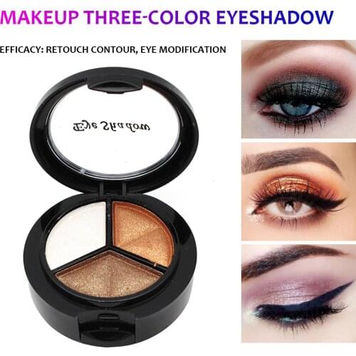 3 Colors Matte Shimmer Glitter Eye Shadow Palette with Mirror Brush Makeup Eyeshadow Long Lasting Eyeshadow DIY Makeup Tool