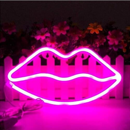 Cute neon lights party supplies girl room decoration accessories table decoration childrens gifts Lip shape banana rainbow