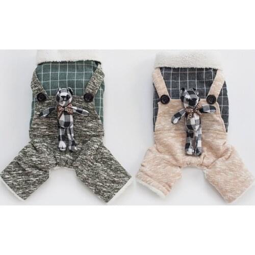 Fashion Pet Dog Lattice rabbit Jumpsuit Puppy Cat Chihuahua Yorkshire Teddy Dog cotton clothing Small and medium dog clothing