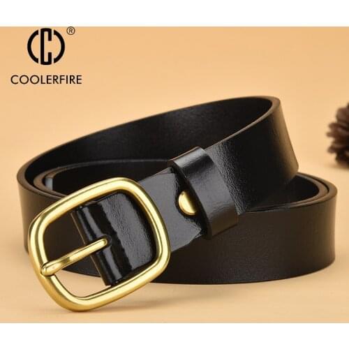 Fashion Women Belts Genuine Leathr High Quality Pin Buckle Belts for Lady Casual Desinger Simple StrapLD035