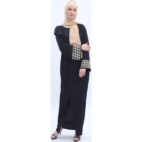 Muslim Womens Abaya Fashion Sequins Long Dress Arabic Islamic Turkey Robe Ramadan Maxi Loose Summer Breathable Caftan