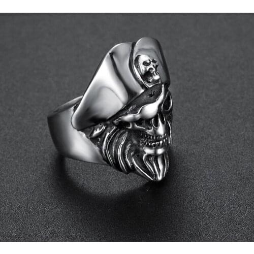 Megin D Vintage Personality Viking Series One-eyed Bearded Priate Mens Rings for Men Father Lover Friend Fashion Gift Jewelry