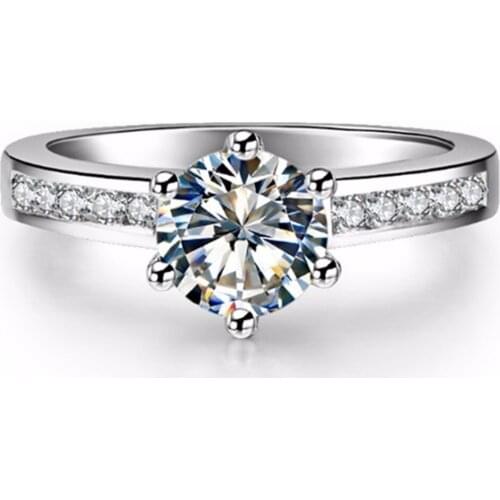 18K 750 White Gold Moissanite Diamond Ring Test Positive Moissanite Engagement Jewelry 1CT Six Prongs Setting Marriage Ring