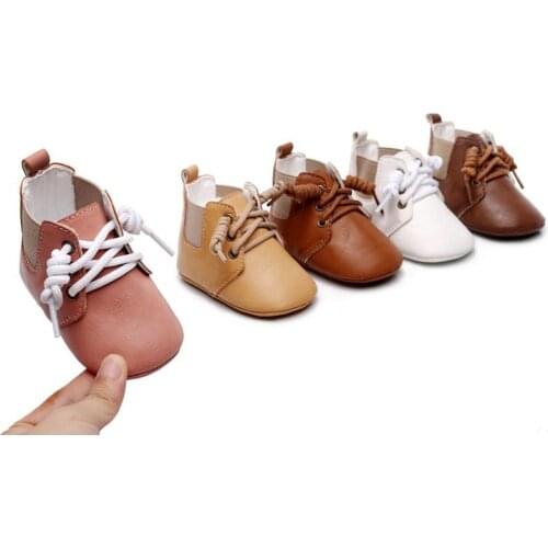 Hot New Infant PU Lace-up British Style Short Boots Newborn Baby Girls Boys Ankle Fashion Boots Infant Toddler Fall Winter Shoes