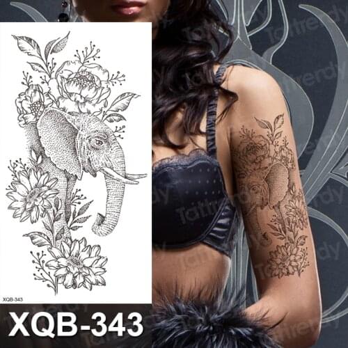 Realistic Black Rose Flower Temporary Tattoos Fake Waterproof Tatoo Body Art Arm Leg Floral Peony Bloosom Tattoo Stickers Women