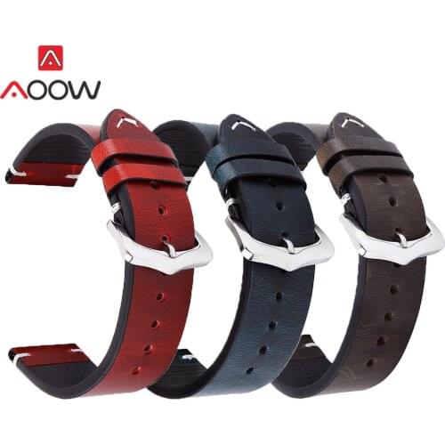 18mm 20mm 22mm Genuine Leather Strap Universal Watchband Retro Men Replacement Band Bracelet Watch Accessories 19mm 21mm 24mm