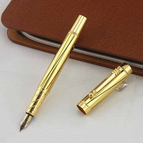High Quality Gold Iraurita Fountain Pen Luxury DIKA WEN 8037 Full Metal Golden Clip Pens Writing Stationery Office School