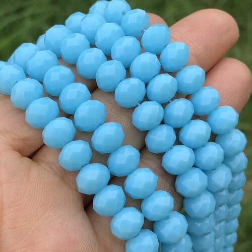 Blue Austria Crystal Glass Porcelain Faceted Rondelle Bead Round Loose Spacer Beads For Jewelry Making Diy Bracelet Accessories