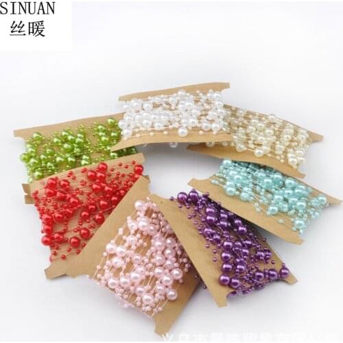 SINUAN New Style Pearl Bead Chain Acryl Beads Wedding Hair band Decoration 3Mm&8Mm Plastic Brads Chian Diy Crafts Accessories