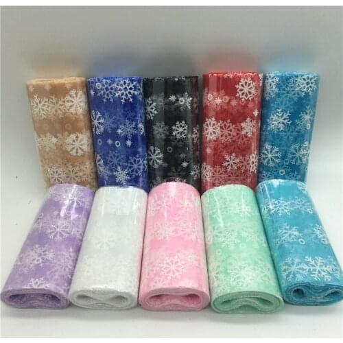 15cm*10Y Snowflake Organza Sheer Gauze Element Table Runner Tissue Tulle Roll Spool Craft Party Wedding Decoration 10 Colors