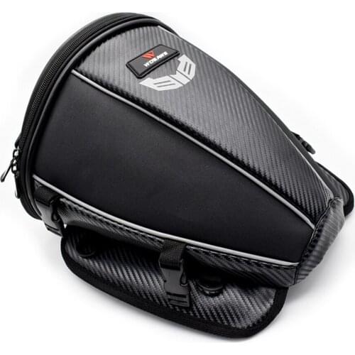 Universal Motorcycle Carbon Fiber color rear seat Tail Bag Motor shoulder backpack Carry Luggage waterproof Reflective