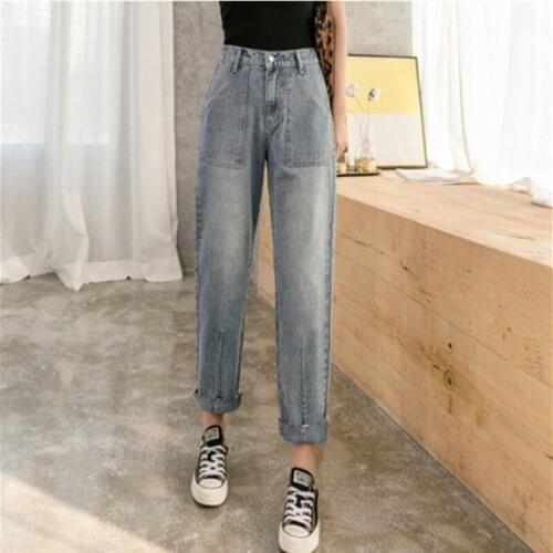 Vintage Quality Harajuku Straight Pants Woman Jeans High Waist Clothes Wide Leg Denim Clothing Blue Streetwear