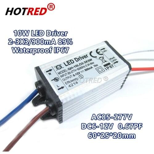 Waterproof IP67 LED Driver Power Supply 10W 900mA DC6-12V 2-3x3w Aluminum Case Lighting Transformers