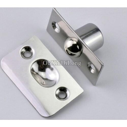 High Quality 4sets Stainless Steel Strike Plate Closet Door Ball Catch Suck Touch Beads Latch Catcher, Silver Tone
