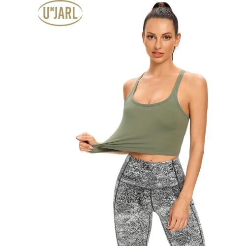 UxJARL Womens Yoga Seamless Bras Sports Racerback Sleeveless Padded Athletic Tank Top Soft Breathable Gym Running Fitness
